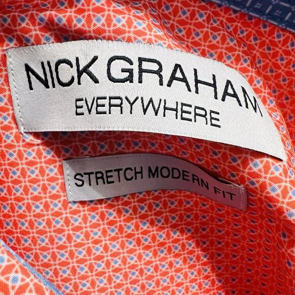 Nick Graham Everywhere Shirt Men’s S Orange Blue Stretch Modern Fit NWOT - Picture 5 of 6